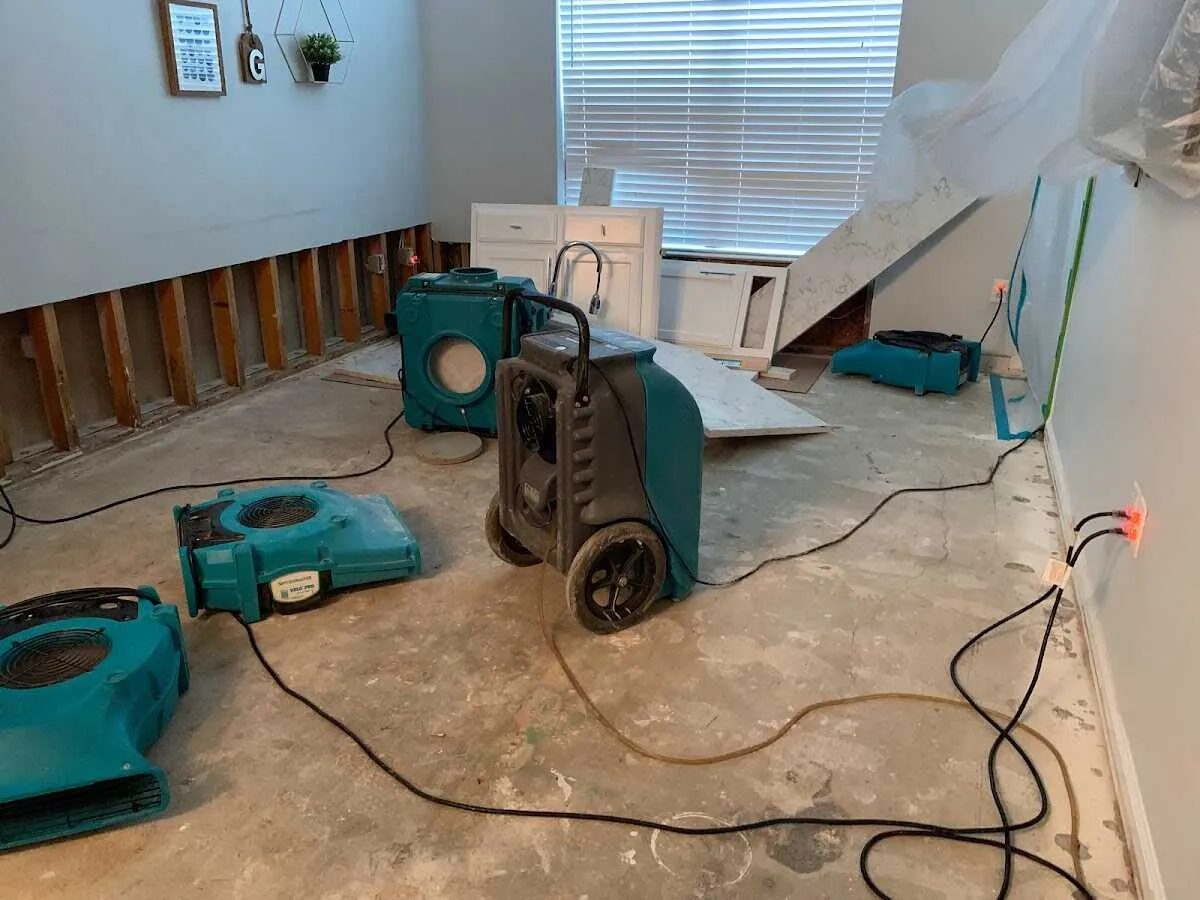 Dehumidifier in flood-cut room for Water Damage Restoration in Scottsdale